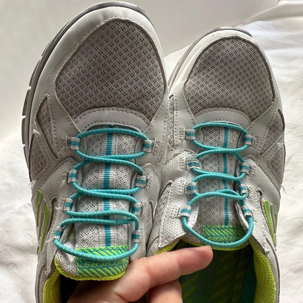 Skechers Athletic Woman’s Shoes size 8 White Blue Yellow neon colors